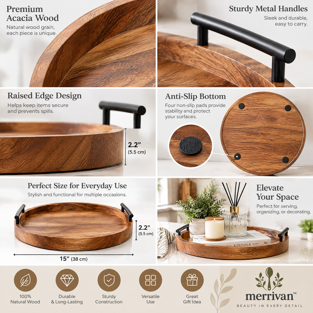 Round Wood Serving Tray