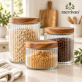 Ribbed Glass Canister Set, 3-Piece