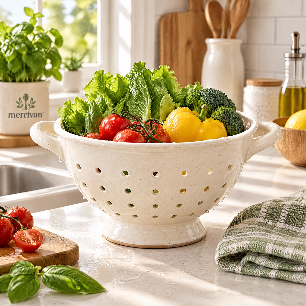 Cream Ceramic Colander