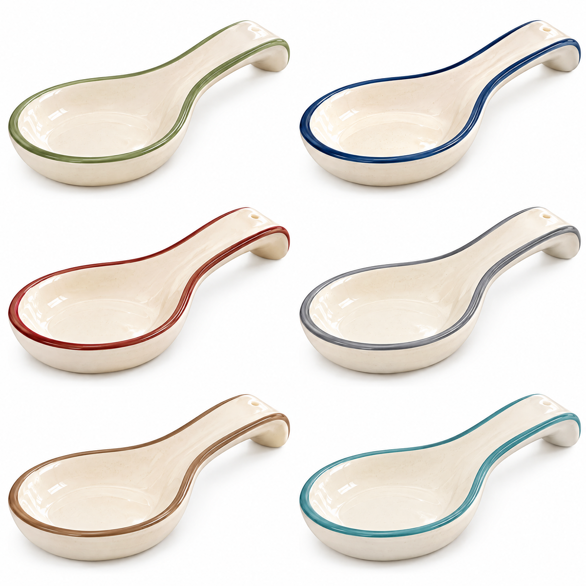 Sage-Rim Ceramic Spoon Rest