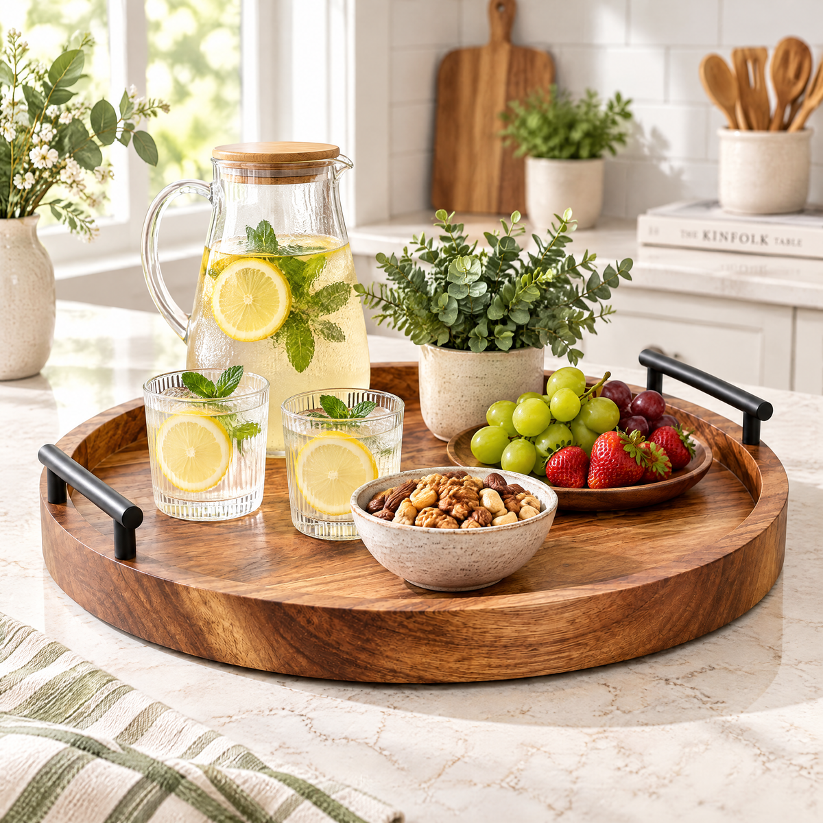 Round Wood Serving Tray