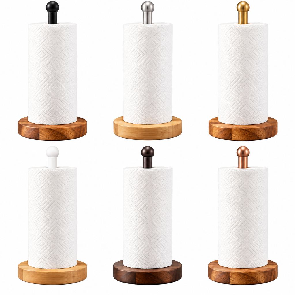 Wood-Base Paper Towel Holder