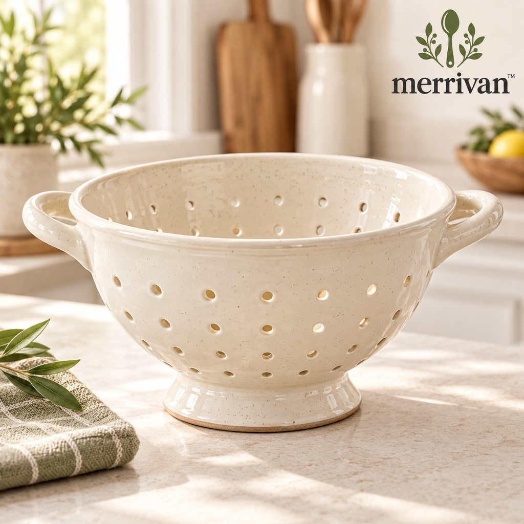 Cream Ceramic Colander