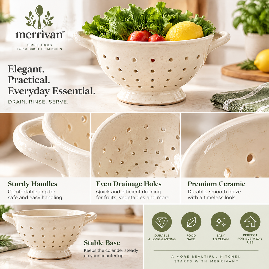 Cream Ceramic Colander