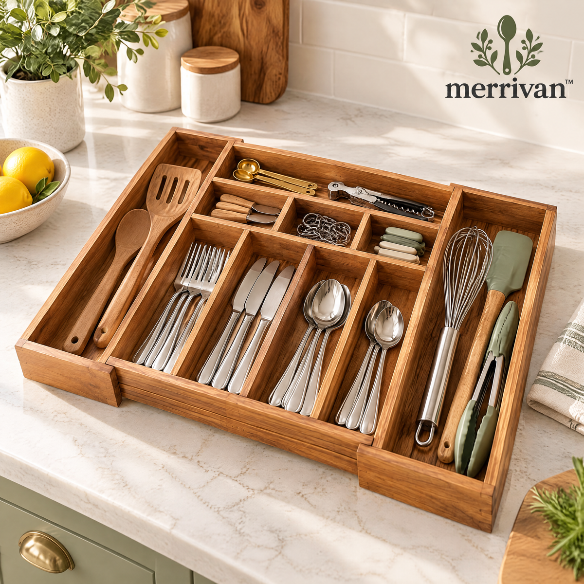 Expandable Wood Flatware Organizer