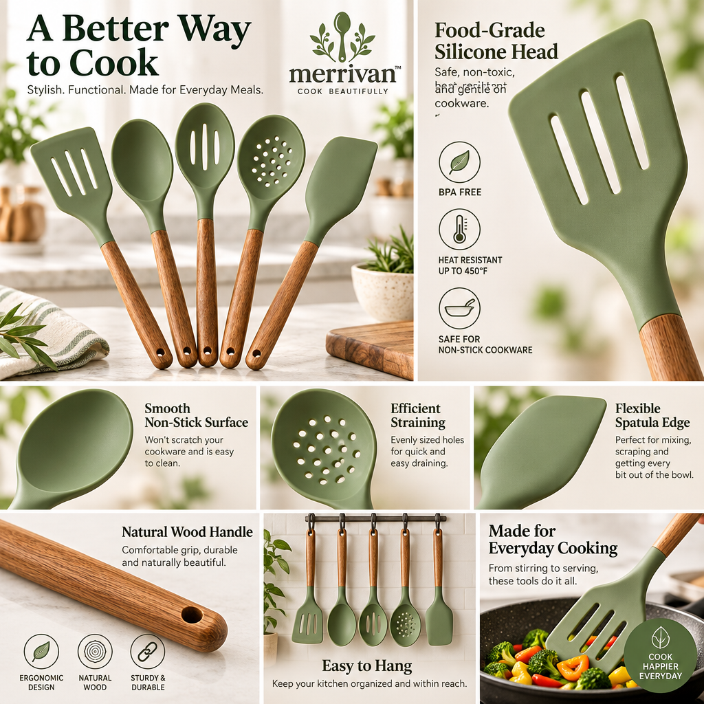 Sage Silicone Utensil Set, 5-Piece