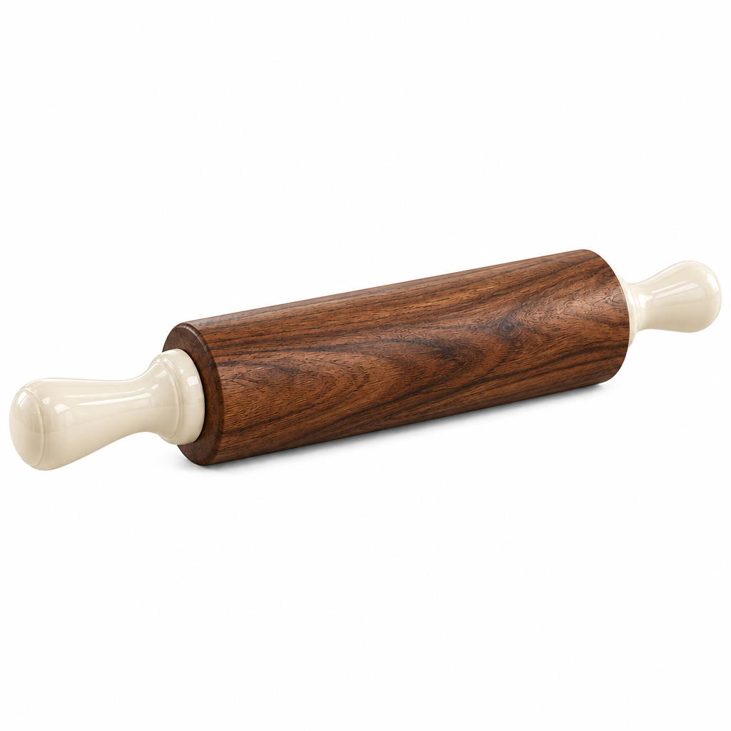 Wood Rolling Pin with Ceramic Handles